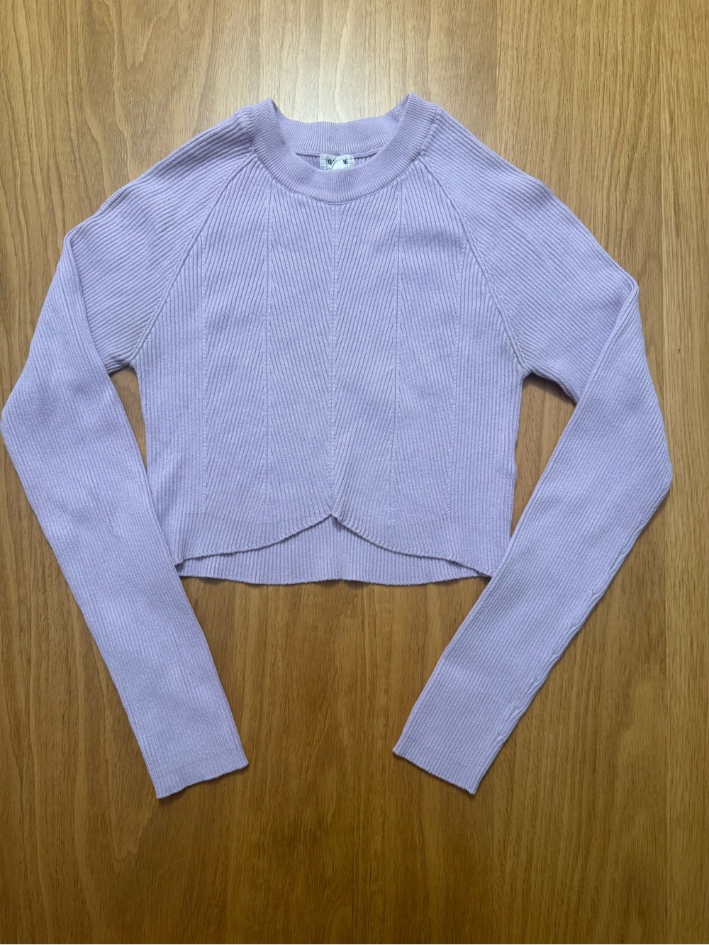 Garage Lilac Ribbed Crewneck Long Sleeve - Petal Edge